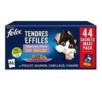 Alimentation pour animaux - Felix - Tendres Effilés en Gelée - 4 variétés - 44 sachets de 85g - Chat adulte