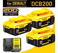 Alimentation pour DEWALT 8.0AH DCB609 18V 20V batterie Lithium-ion pour Dewalt DCB204 DCB205 DCB206 DCB609 DCB184 DCB200 Chargeur 2 pièces 8,0 Ah