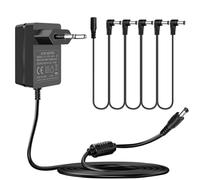 Alimentation pour Pédale de Guitare 9V 1,5A 9 V 1 A AC DC Adaptateur, avec Câble de Chaîne en Guirlande 5 Voies Central Négatif pour Clavier Casio pour Pédale d'effet Guitare Boss.