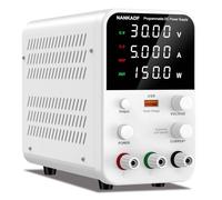 Alimentation réglable d'établi, Alimentation à découpage CC, Alimentation de Laboratoire régulée par encodeur avec Interface de Charge Rapide USB (Blanc, 30V 5A)