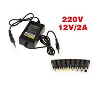 Alimentation secteur 220V vers 12V DC 2A fournie avec 8 embouts adaptables