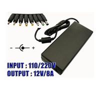 Alimentation secteur 220V vers 12V DC 8A fournie avec 8 embouts adaptables