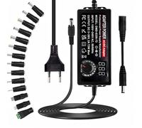 Alimentation Universelle 3V~36V 72W 2A Adaptateur d'alimentation 100~240V AC/DC Chargeur Universel avec 14 Connecteur et Câble de Polarité Inverse pour CCTV Caméra Routeur, Max 2000mA