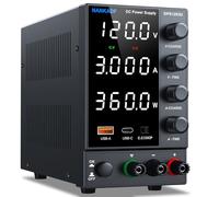 Alimentatore di rete da laboratorio regolabile 120 V 3 A, alimentatore DC variabile con porta di ricarica rapida USB-A/tipo C, display a 4 LED ad alta precisione