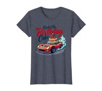 Alimenté par Birthday Cake Crew Family Racing Party T-Shirt, Femme, Bleu Chiné, XS