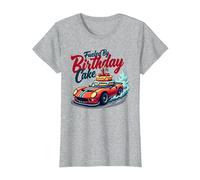 Alimenté par Birthday Cake Crew Family Racing Party T-Shirt, Femme, Gris Chiné, XS
