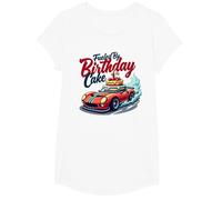 Alimenté par Birthday Cake Crew Family Racing Party T-Shirt, Fille, Blanc, XS