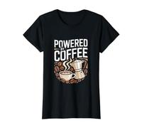 Alimenté par Coffee Espresso Morning Boost T-Shirt Graphique avec Valeur, Femme, Noir, L