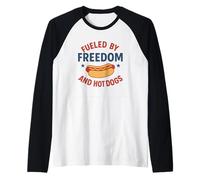 Alimenté par Freedom et Hot Dogs Funny Patriotic Manche Raglan
