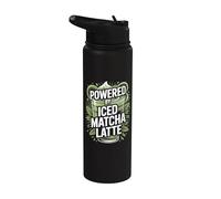 Alimenté par Iced Matcha Latte Energy Boost Stainless Steel Insulated Water Bottle