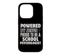 Alimenté par Jésus Fier d'être Psychologue Scolaire chrétien Coque pour iPhone 14 Pro
