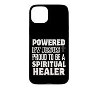 Alimenté par Jésus Fier d'être Un guérisseur Spirituel chrétien Coque pour iPhone 15 Plus