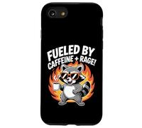 Alimenté par la rage de la caféine, Feral Raccoon Meme Funny Coffee Coque pour iPhone SE (2020) / 7 / 8