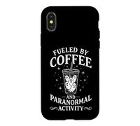 Alimenté par Le café et l'activité paranormale - Fantôme Amusant d'halloween Coque pour iPhone X/XS