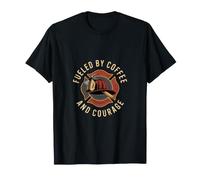 Alimenté par Le café et Le Courage, Funny Firefighter Hero Rescue T-Shirt