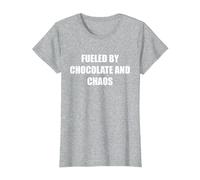 Alimenté par Le Chocolat et Le Chaos T-Shirt, Femme, Gris Chiné, L