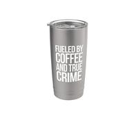 Alimenté par les amateurs de podcast Coffee and True Crime Gobelet isotherme en acier inoxydable double paroi