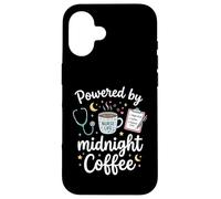Alimenté par Midnight Coffee Night Shift Nurse RN Coque pour iPhone 16