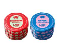 Aliments en conserve Ed Red - Soupe de pois 400 g, Boulettes de viande en sauce aux champignons 400 g