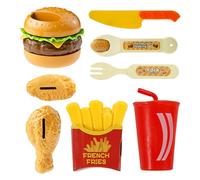 Aliments pour Jeu d'Imitation - Réaliste Amusant 8 Pièces Éducatif - Kit De Fausse Nourriture Hamburger Et Frites | pour Garçons et Filles Tout-Petits Maison École Anniversaire Jeu de Rôle Éducation