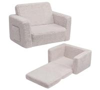 ALIMORDEN Canapé 2 en 1 convertible en chaise longue Sherpa pour tout-petit, gris clair