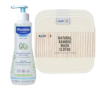 Alimos Lingettes réutilisables en bambou pour bébé pour travailler avec de l'eau nettoyante Mustela sans rinçage 300 ml