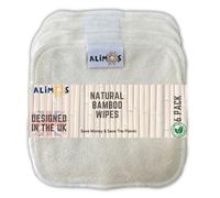Alimos Lot de 6 lingettes et démaquillants en bambou réutilisables, lavables, super doux, absorbants, taille naturellement antibactérienne, 15 x 15 cm