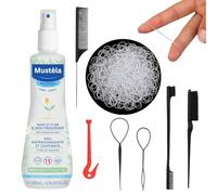 Alimos Mustela Bébé Kit de Coiffure pour Bébé Hair Styler Désodorisant Peau 200ml 1000 Bandes Transparentes avec Outils et Remover et 3 Peignes pour Travailler avec Mustela Care Routine