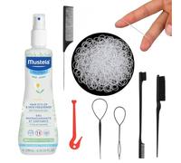 Alimos Mustela Bébé Kit de Coiffure pour Bébé Hair Styler Désodorisant Peau 200ml 1000 Bandes Transparentes avec Outils et Remover et 3 Peignes pour Travailler avec Mustela Care Routine