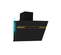 Klarstein Alina hotte aspirante - 60 cm hotte murale, 600 m³/h, éclairage LED 9 couleurs, tactile, classe énergétique A, 52 dB, noir-doré, convertible en mode recirculation
