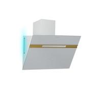 Klarstein Alina hotte aspirante - 60 cm hotte murale, 600 m³/h, éclairage LED 9 couleurs, tactile, classe énergétique A, 52 dB, blanc-doré, extraction & recirculation