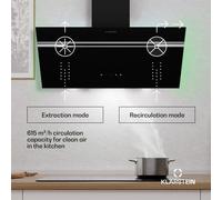 Klarstein Alina Hotte aspirante 80 cm 600 m³/h Évacuation ou Recyclage CEE A Silencieuse Noir