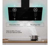 Hotte aspirante - KLARSTEIN - Alina - 90 cm - 615 m³/h - Éclairage LED 9 couleurs - Évacuation & recyclage