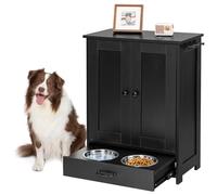 ALINE FURNITURE Armoire de rangement de nourriture pour chien - Station d'alimentation en bois - Station d'alimentation pour chien avec 2 gamelles surélevées - Station d'alimentation cachée pour chien
