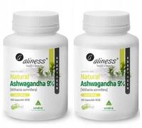 Aliness Ashwagandha, Extrait de Racine, 2 x 100 capsules Vege, 560mg, Normalisé à 8% Vitanolides et 1% Alcaloïdes, Soutient la Résistance au Stress