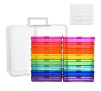 ALINK Boîte de Rangement Photo 17 × 12 cm Avec 16 Supports Intérieurs - Grand Étui Transparent pour Cartes Postales, Photos, Artisanat, Autocollants, 1 Feuille