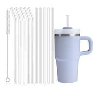 ALINK Lot de 10 pailles réutilisables de 22,5 cm pour gobelets Stanley, transparentes, flexibles, pour boire des smoothies et des milkshakes