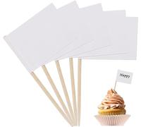 ALINK Lot de 100 drapeaux blancs de 10 cm pour écrire - Cure-dents en papier pour tous les types d'événements ou pour