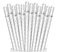 ALINK Lot de 12 pailles à paillettes réutilisables, 27,9 cm de long, en plastique rigide, pailles de rechange pour bocaux Stanley, Yeti/Rtic, Starbucks, Mason Jar de 590 ml, 880,5 g avec brosse