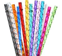 ALINK Lot de 12 pailles de rechange, réutilisables, en plastique dur, transparentes, 27,9 cm, pour Stanley, YETI, Starbucks, Owala Tumblers (12 couleurs)