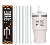 ALINK Lot de 6 pailles de rechange transparentes pour gobelet Stanley de 591 ml, passent au lave-vaisselle, réutilisables compatibles avec les gobelets Stanley Adventure de 591 ml, plus brosse