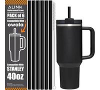 ALINK Lot de 6 pailles réutilisables, en plastique, compatibles avec les gobelets Stanley Adventure Travel de 100 ml, noires