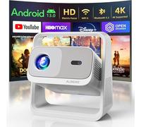 ALINORE Projecteur intelligent avec WiFi et Bluetooth, applications intégrées, mise au point électrique et projecteur d'extérieur portable Keystone automatique, projecteur natif 1080p compatible 4K