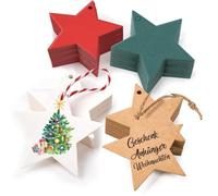 Alintor 100PCS Etiquette Cadeau Noel, Parfaites pour Les Ruban Cadeau Emballage, Emballage Papier Cadeau Noel, Bouteilles de Liqueur, Les Couvercles de Confiture (Vert/Rouge/Brun/Blanc)