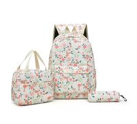 ALINUOYQ 3pcs Floral Sac à Dos Ensemble Sackepack des étudiants du Primaire avec Sac à Lunch et Cas de Stylo Simple Travel Sac à Dos Grand Capacité pour Les Filles garçons