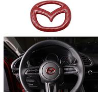 ALINZO Autocollant Couverture Volant de Voiture, Autocollant Garniture Cadre Logo D'emblème, Accessoires Intérieurs de Modification Style, pour Mazda 3 6 CX-3 CX-5 CX-9,Red