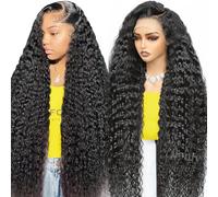 Alionly 24 Pouces Perruque Human Hair Natural Sans Colle 13x4 Glueless HD Lace Front Wig Human Hair, Femme Naturelle BréSilien Curly Water Wave 180 Density Cheveux Humain Hair Perruque (60 cm)