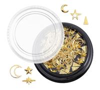 Alipis 1 boîte Éclats Métal Or pour Ongles DIY Décorations Étoile et Lune Alliage avec Boîte de Rangement Accessoires Manucure Brillant pour Vernis et Gel