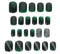 Alipis 1 Boîte Faux Ongles Courts pour Manucure Fille Colle, Accessoires Manucure en Pp Vert, Look Délicat, Portable pour Fête D'anniversaire ou Réunion de Famille