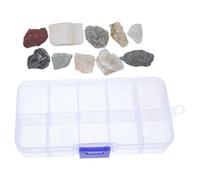 Alipis 1 Boîte Kit Éducatif de Pierres et Minéraux pour Apprentissage en nalyse D'échantillons et Design Léger Compartimenté pour Garçon et Filles et Écoles